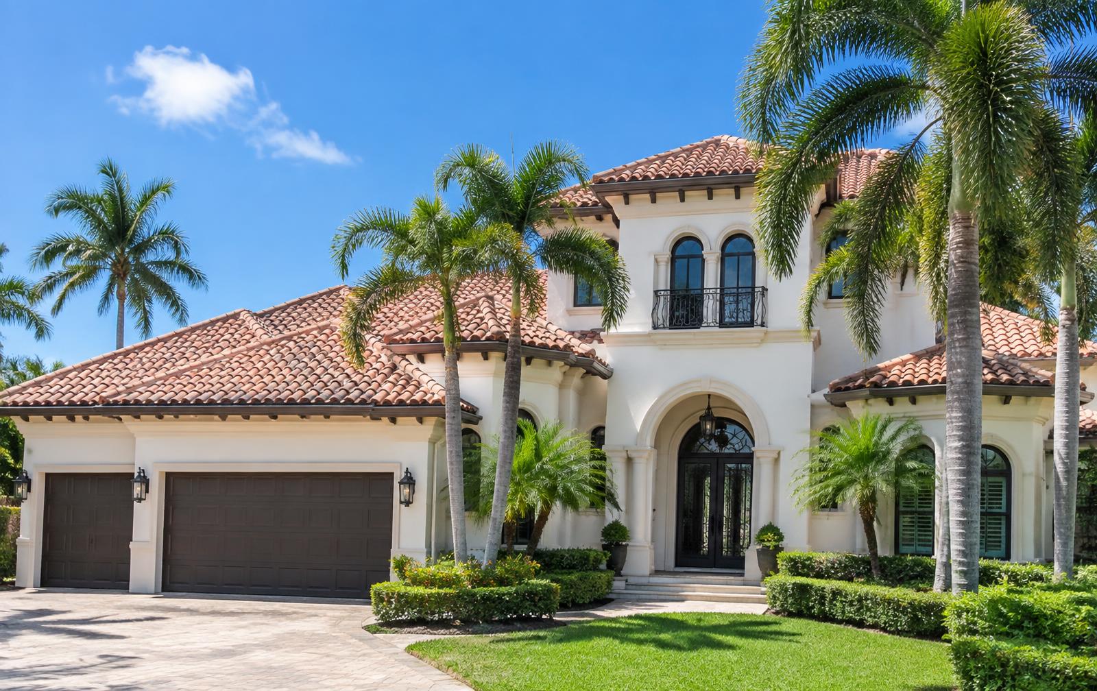 Clean terracotta barrel tile roof on a Mediterranean-style Boca Raton home